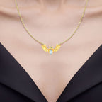 Blue Topaz Bat Necklace With Black Spinel 0.96 Carats Gold Plated Silver