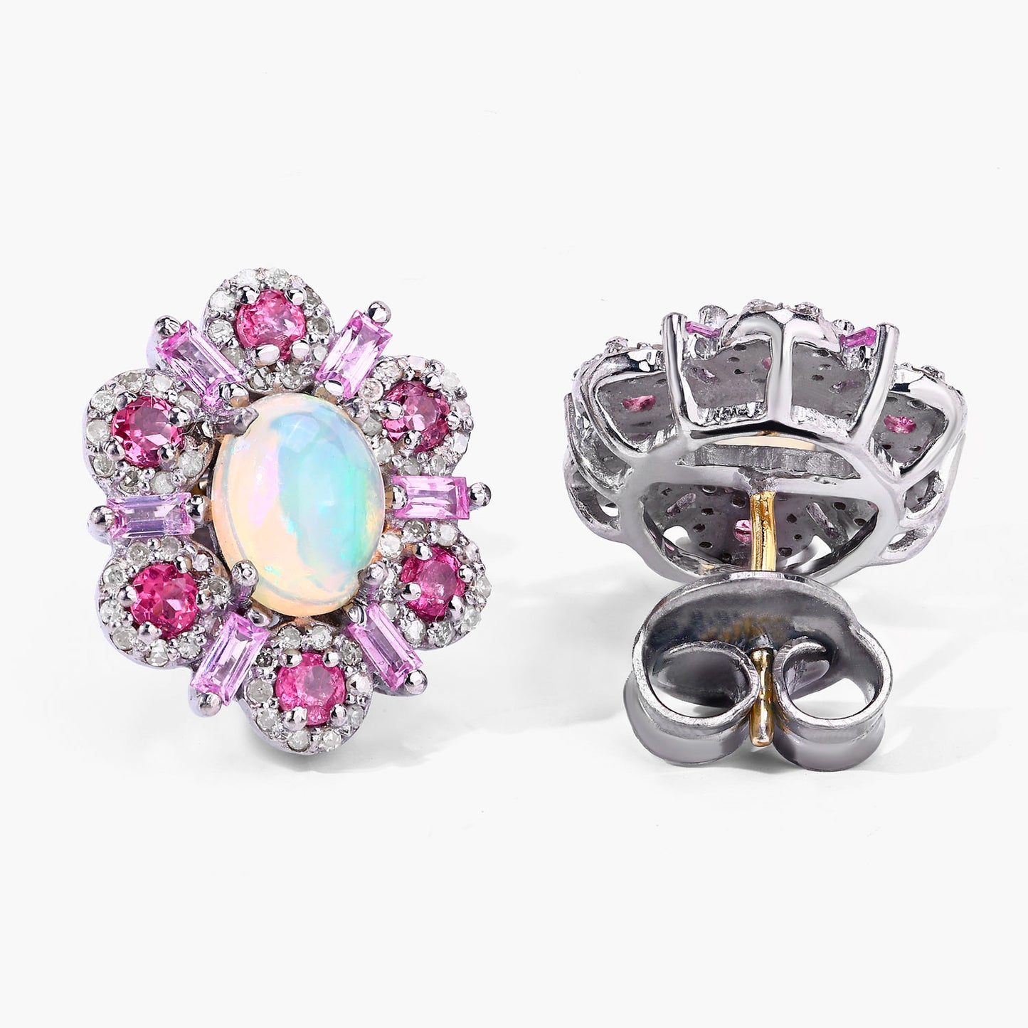 Natural Mixed Gemstones Earrings 3.78 Carats Sterling Silver