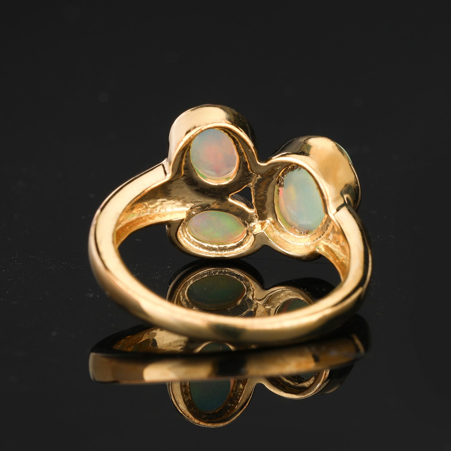 Natural Ethiopian Opal Ring 1.58 Carats Gold Plated Silver