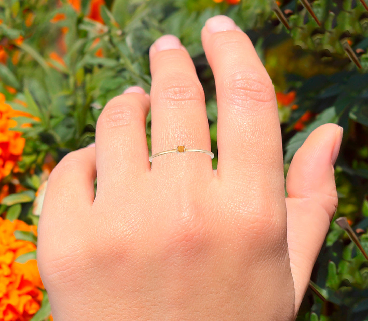Natural Ethiopian Opal Ring 0.03 Carats 9K Yellow Gold