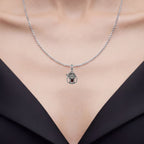Garnet Reaper Skull Pendant 0.3 Carats Sterling Silver