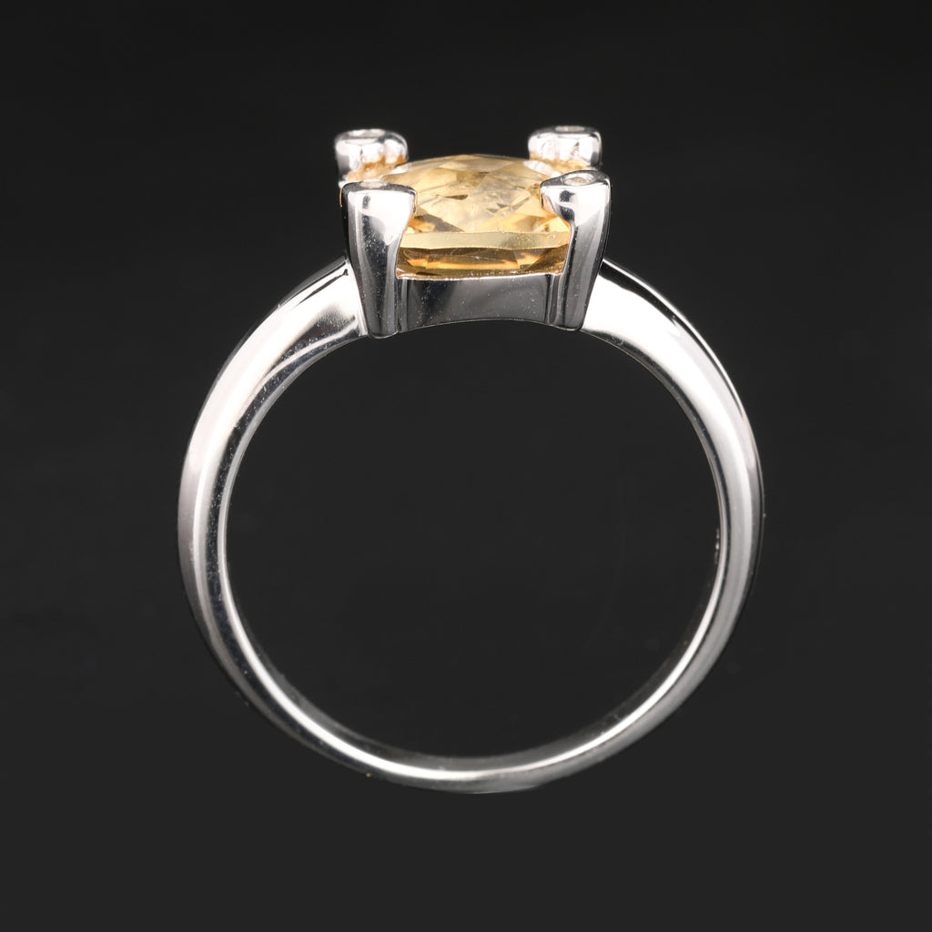 Citrine Ring With Diamonds 3.12 Carats Sterling Silver