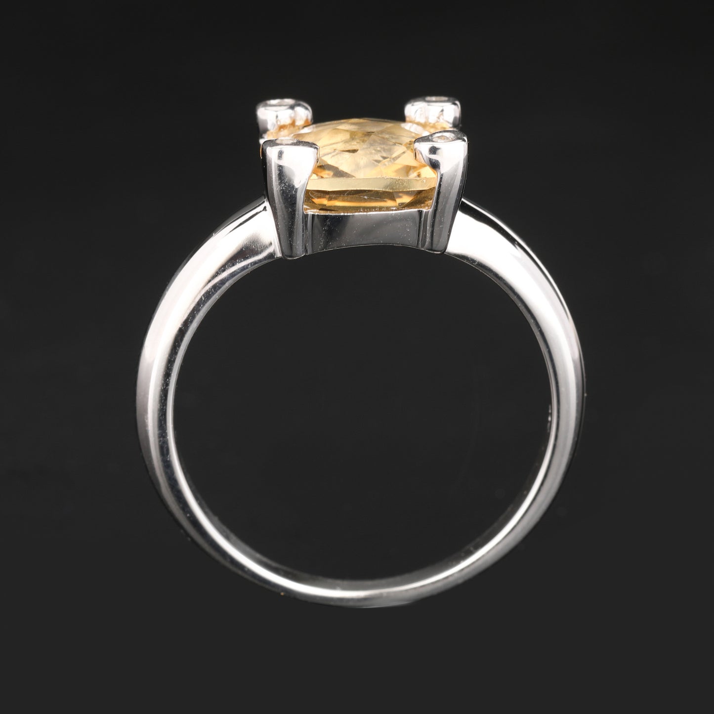 Citrine Ring With Diamonds 3.12 Carats Sterling Silver