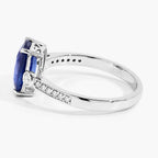 Blue Sapphire Ring With Diamonds 2.66 Carats 18K White Gold