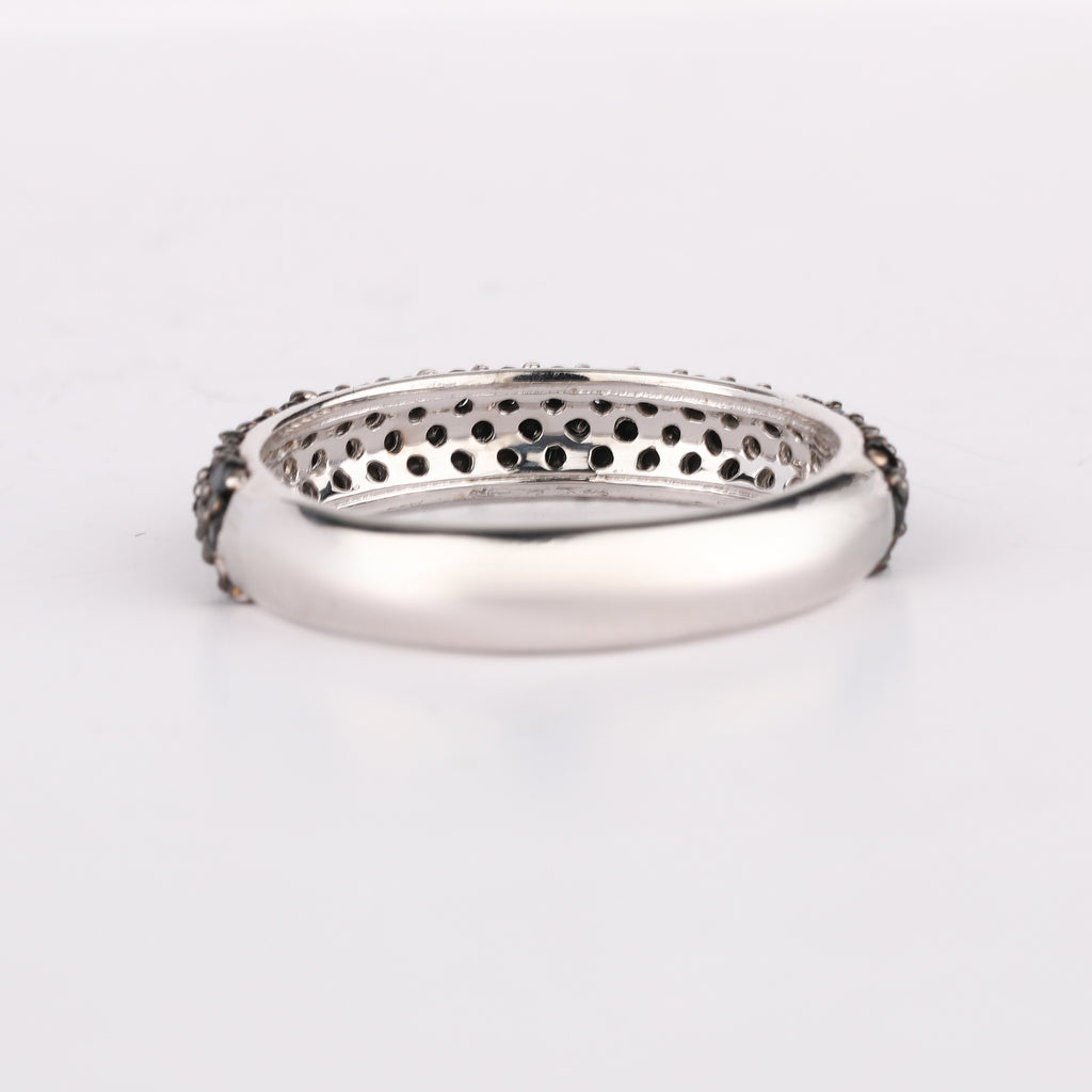 Natural Black Spinel Band Ring 1.34 Carats Sterling Silver