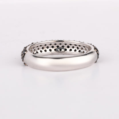 Natural Black Spinel Band Ring 1.34 Carats Sterling Silver