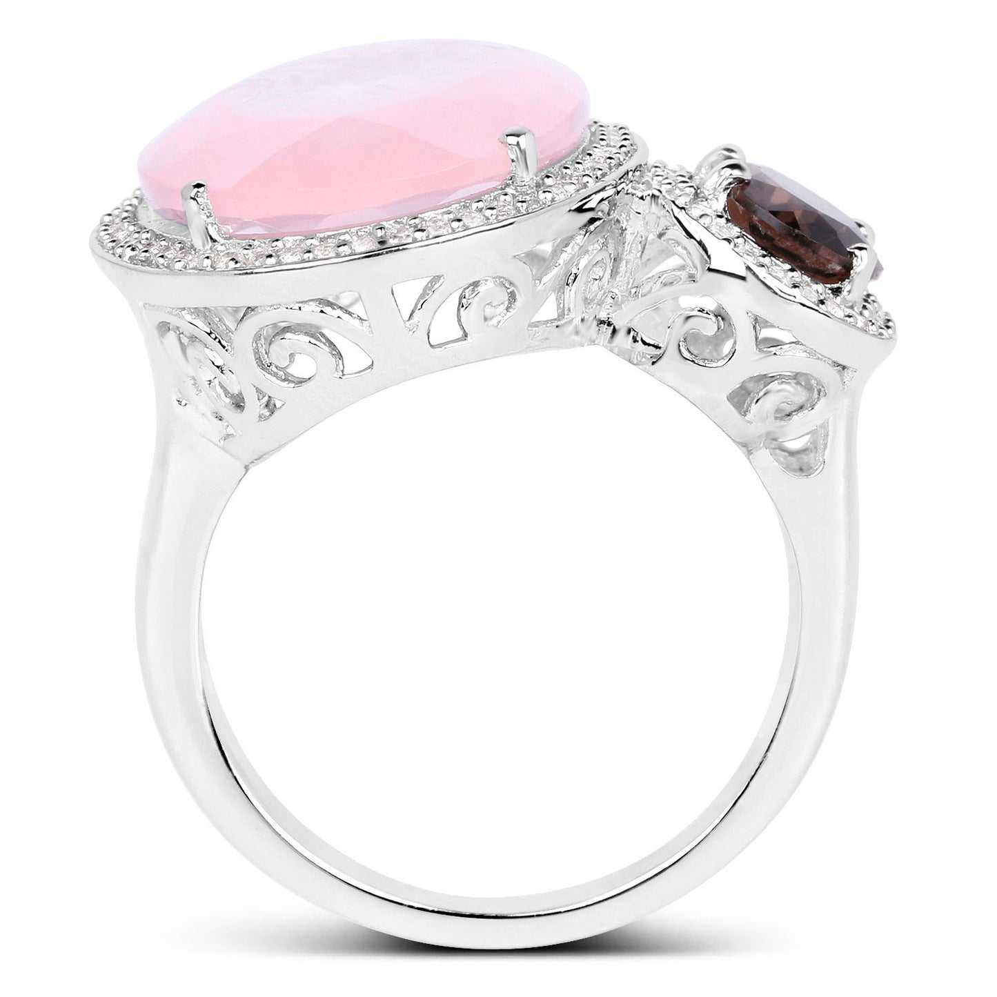 Multicolor Quartz Ring With White Topaz 8.22 Carats Sterling Silver