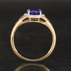 Natural Tanzanite Ring With White Zircon 1.85 Carats 9K Yellow Gold