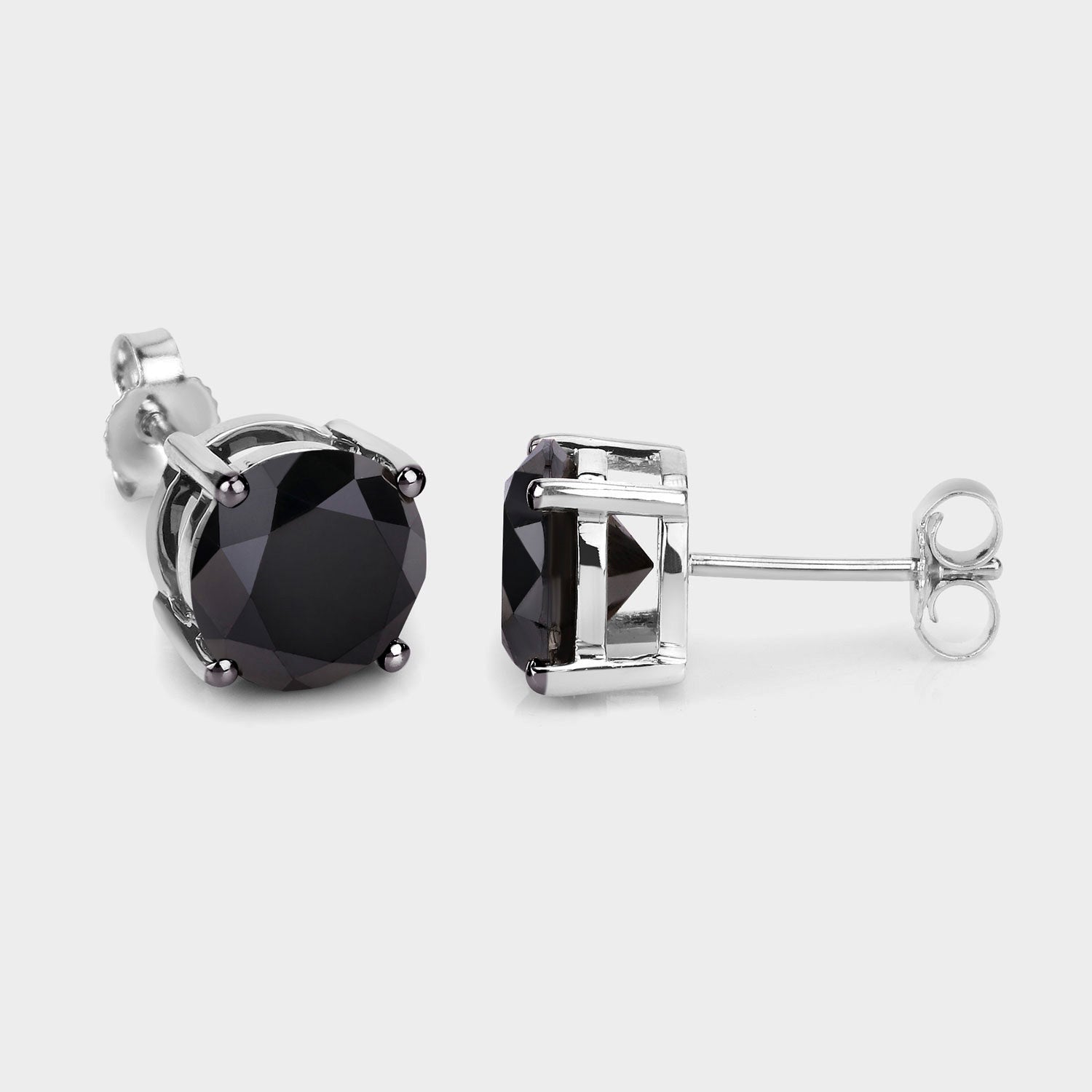 Black Diamond Earrings 4.9 Carats 14K White Gold