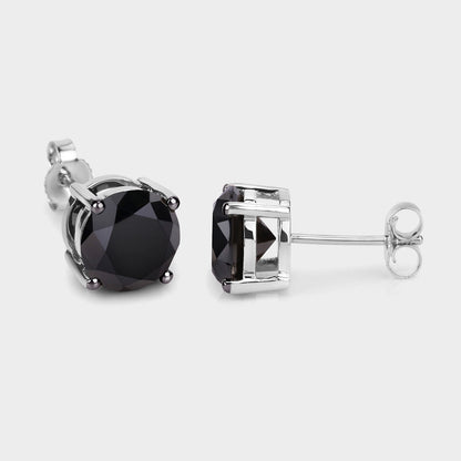 Black Diamond Earrings 4.9 Carats 14K White Gold