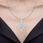 Swiss Blue Topaz Pendant 5.66 Carats Sterling Silver