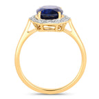 Blue Sapphire Ring With Diamonds 3.54 Carats 18K Yellow Gold