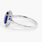 Blue Sapphire Ring With Diamonds 2.54 Carats 18K White Gold