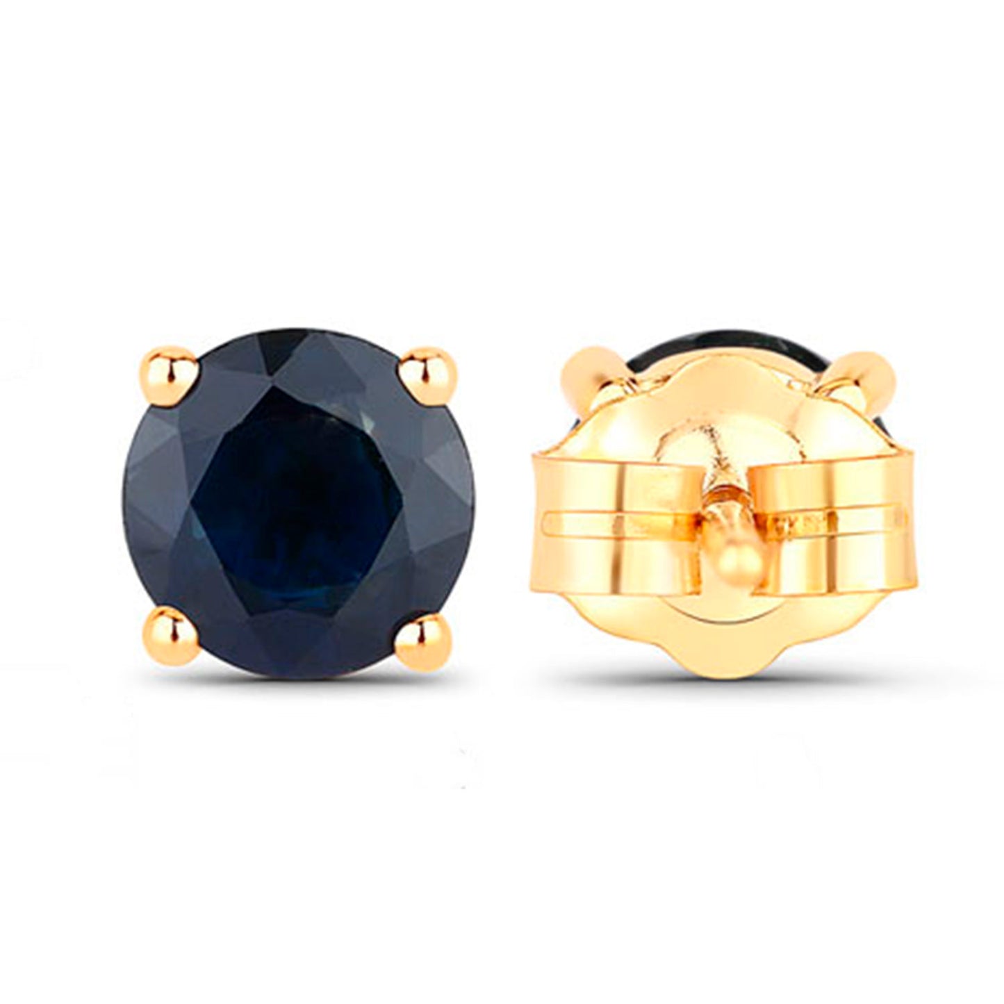 Natural Blue Sapphire Earrings 1.68 Carats 14K Yellow Gold