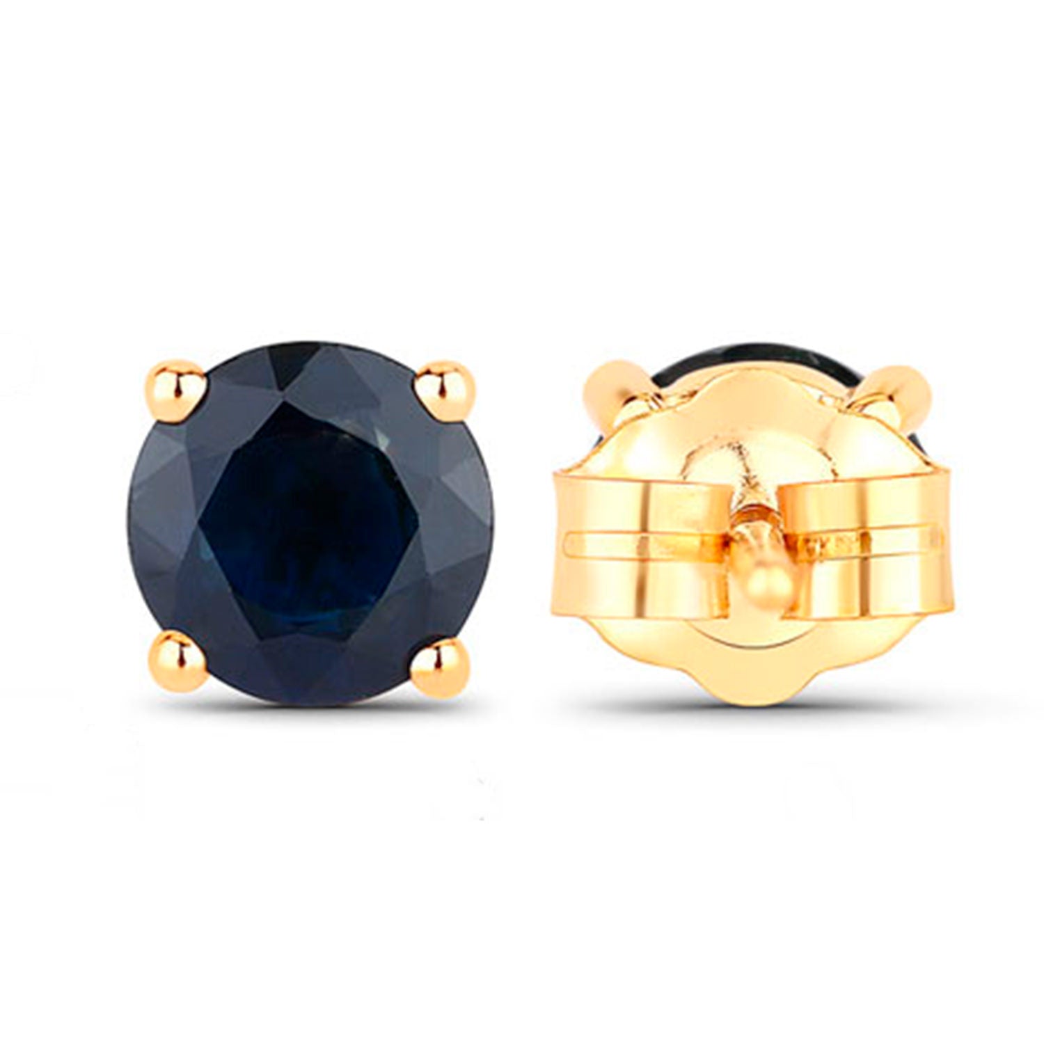 Natural Blue Sapphire Earrings 1.68 Carats 14K Yellow Gold