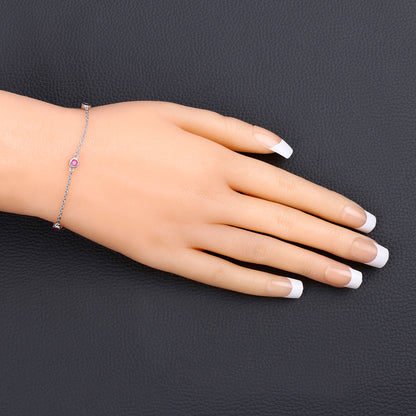 Ruby Bracelet 0.64 Carats Sterling Silver