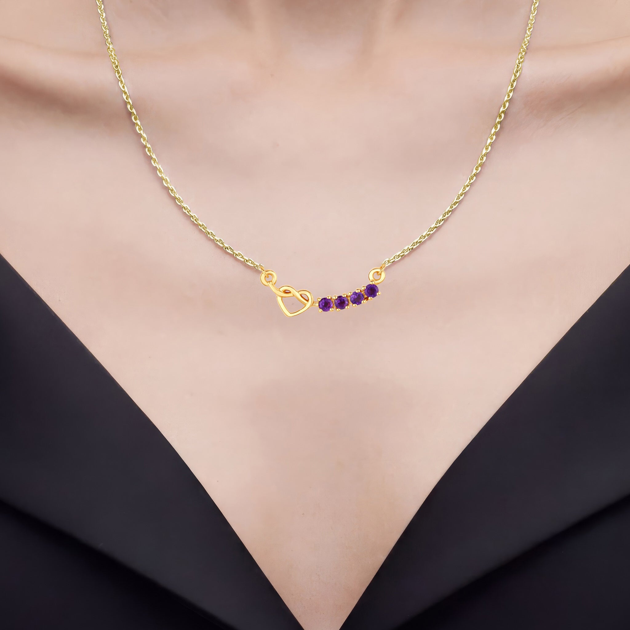 Amethyst Necklace 0.22 Carats Gold Plated Silver