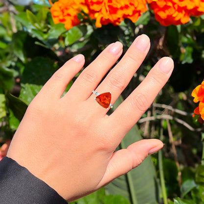 Fire Opal Ring With Diamonds 2.71 Carats 14K White Gold