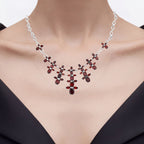Garnet Flower Necklace 23.9 Carats Sterling Silver