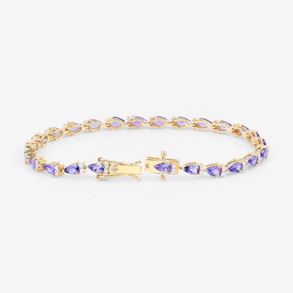 Natural Tanzanite Bracelet With Diamonds 5.62 Carats 14K Yellow Gold