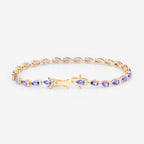 Natural Tanzanite Bracelet With Diamonds 5.62 Carats 14K Yellow Gold