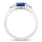Blue Sapphire Ring With Diamonds 2.14 Carats 18K White Gold