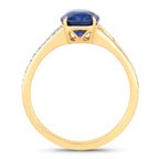 Blue Sapphire Ring With Diamonds 2.4 Carats 18K Yellow Gold