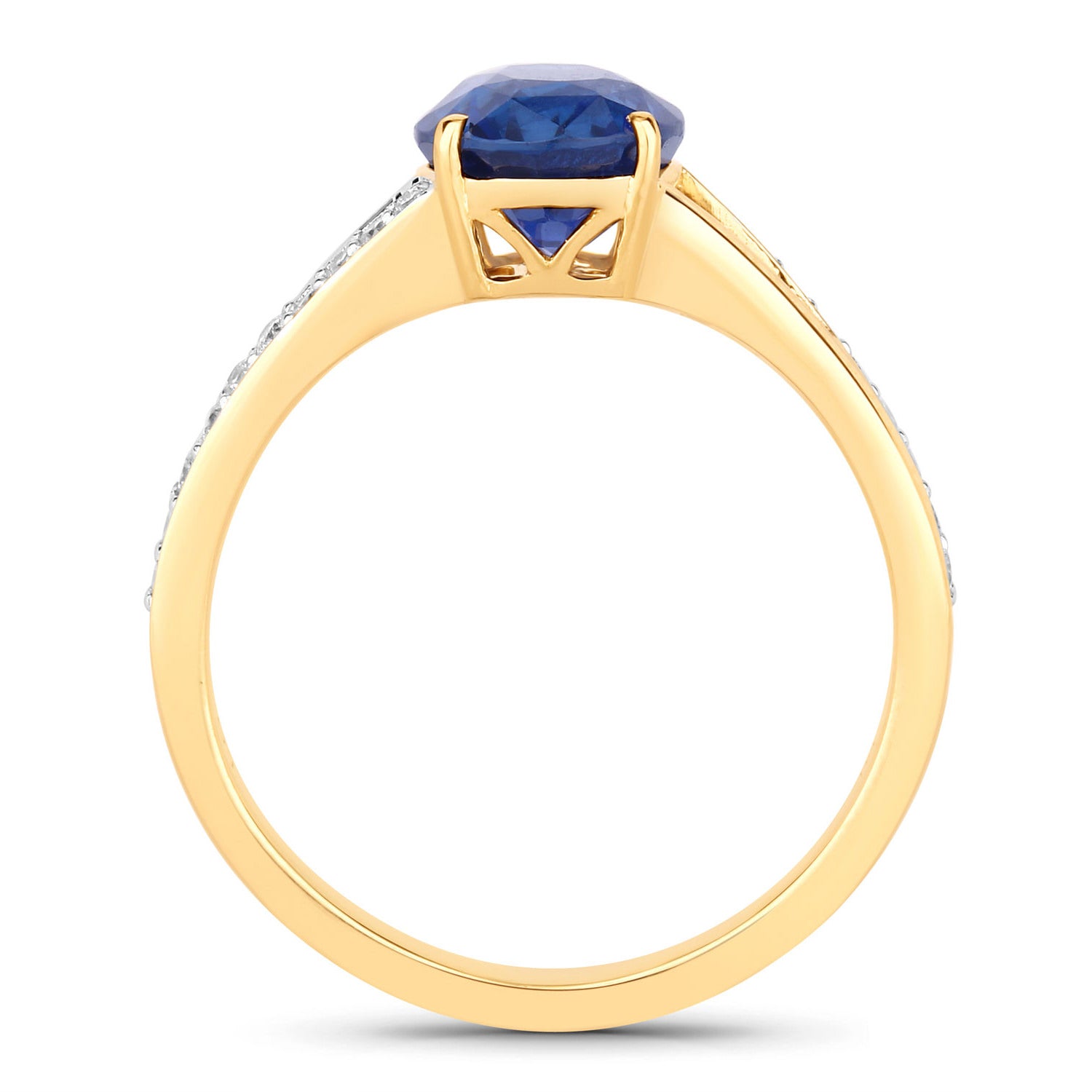 Blue Sapphire Ring With Diamonds 2.4 Carats 18K Yellow Gold