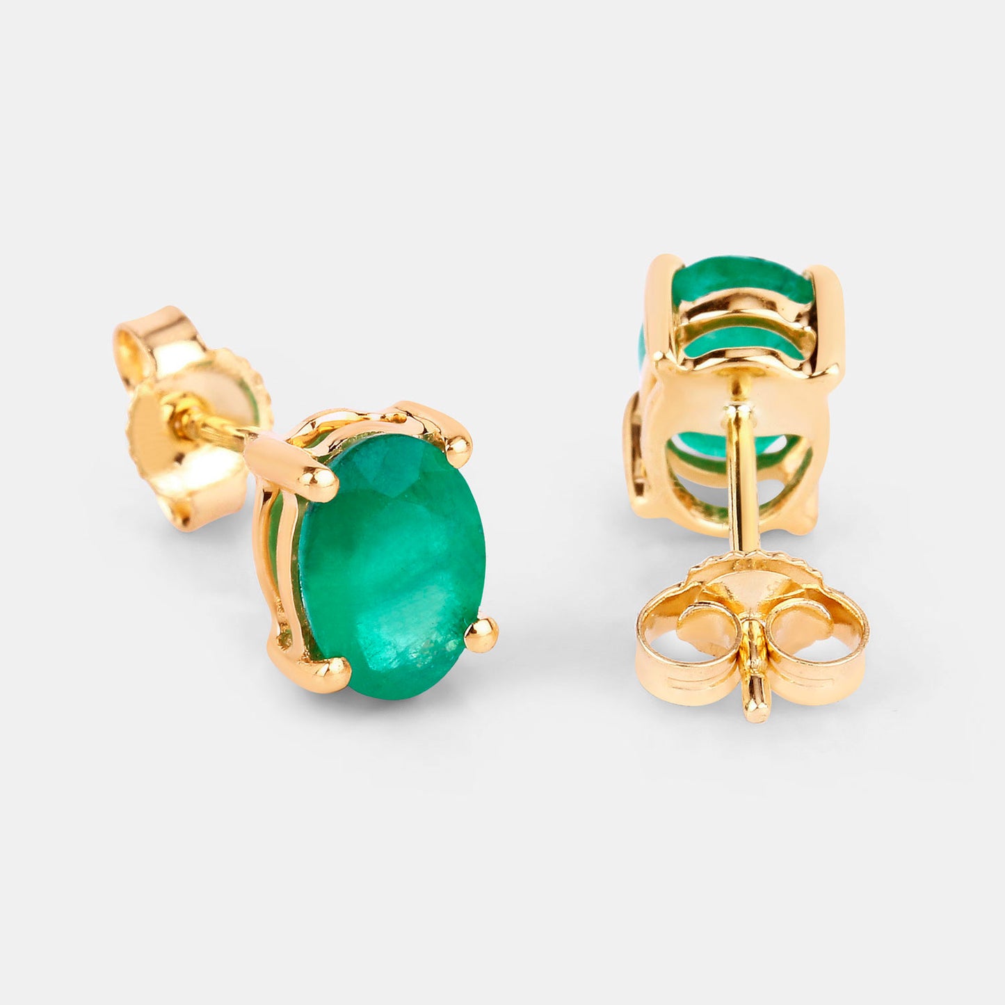 Zambian Emerald Earrings 1.42 Carats 10K Yellow Gold