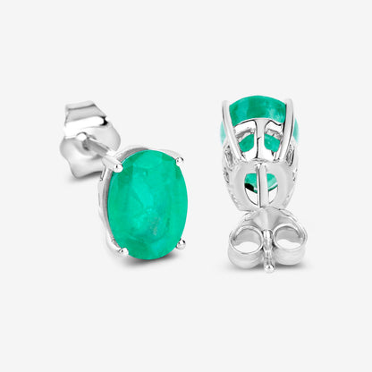 Zambian Emerald Earrings 2.38 Carats 10K White Gold