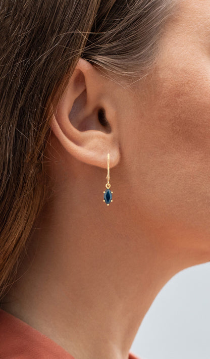 Natural Sapphire Dangle Earrings 1.18 Carats 10K Yellow Gold