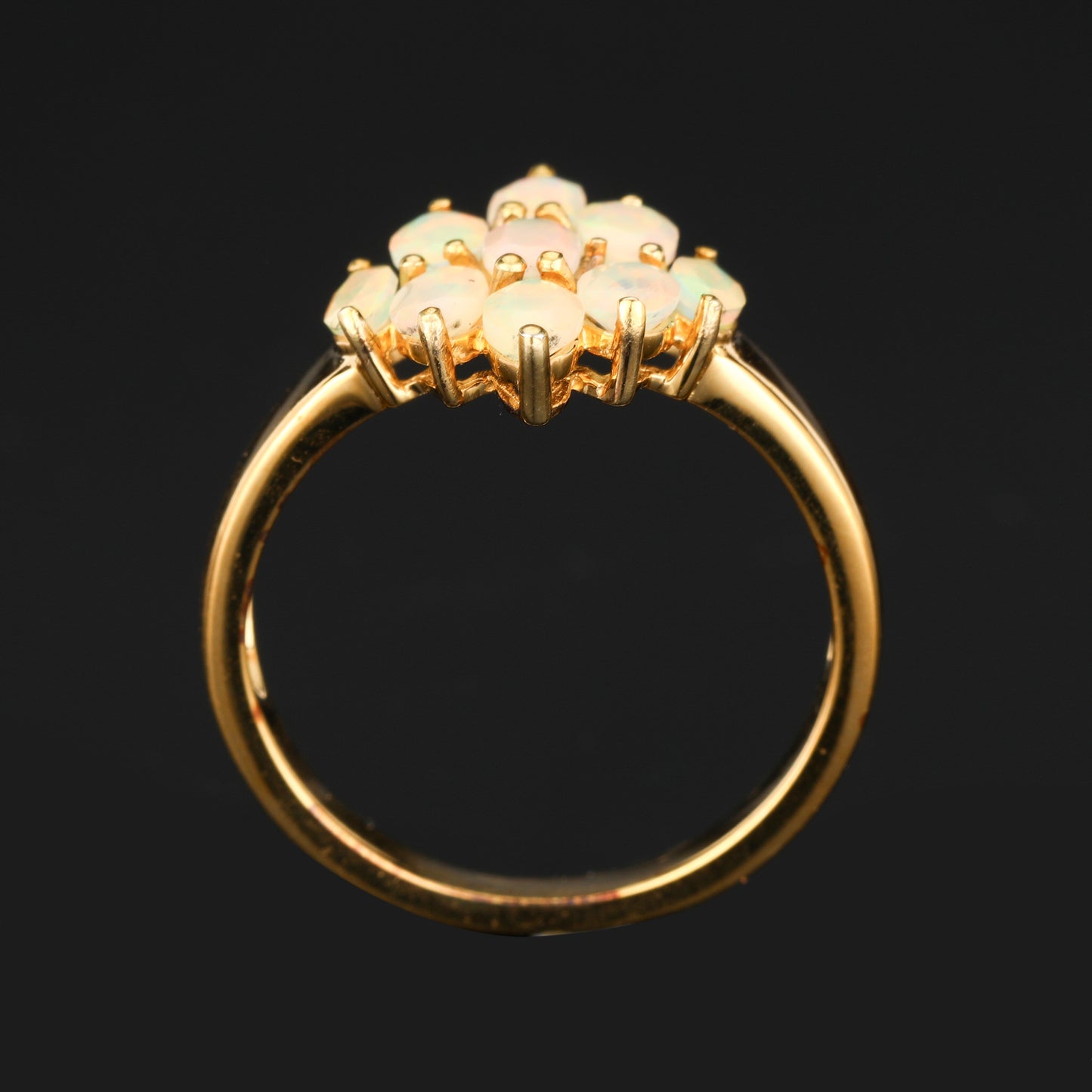 Natural Ethiopian Opal Ring 1.16 Carats Gold Plated Silver