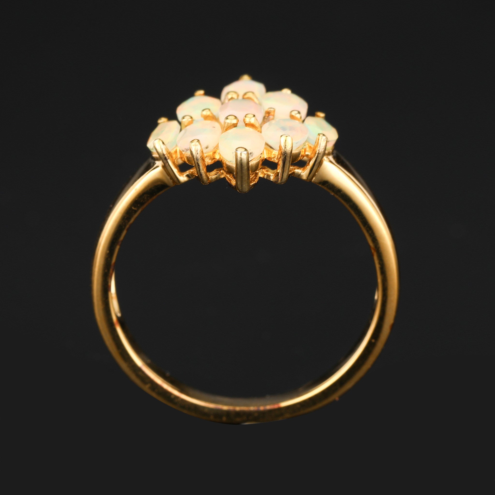 Natural Ethiopian Opal Ring 1.16 Carats Gold Plated Silver