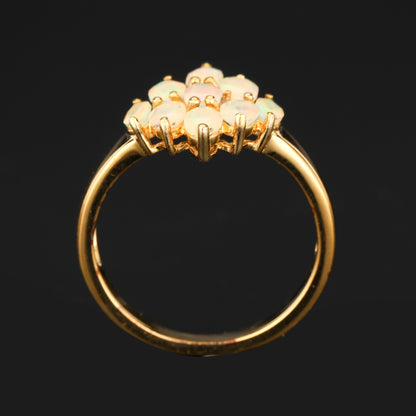 Natural Ethiopian Opal Ring 1.16 Carats Gold Plated Silver