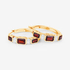 Garnet Earrings With White Topaz 2.72 Carats Gold Plated Silver