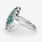 Zambian Emerald Ring With White Zircon 2.64 Carats Sterling Silver