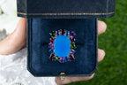 Blue Chalcedony Ring Amethyst Rhodolite Chrome Diopside Kyanite 26 Carats
