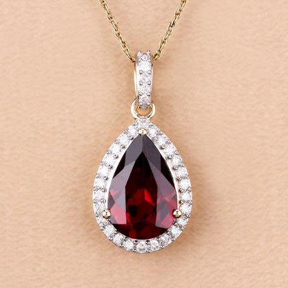 Rhodolite Garnet Pendant With Diamonds 3.26 Carats 14K Yellow Gold