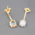 Ethiopian Opal Earrings With Diamonds 1.02 Carats 10K Yellow Gold