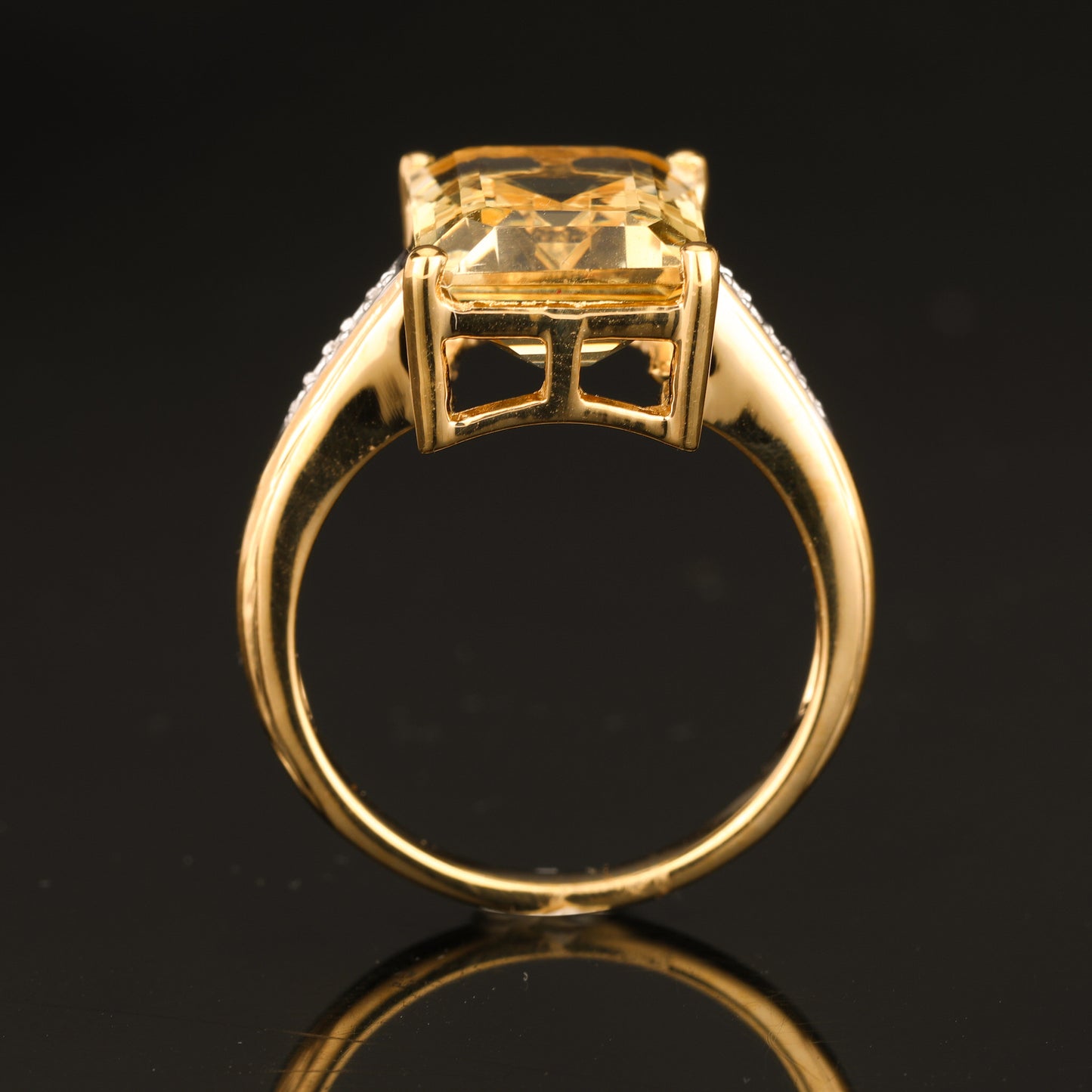 Citrine Ring With White Topaz 6.15 Carats Gold Plated Silver