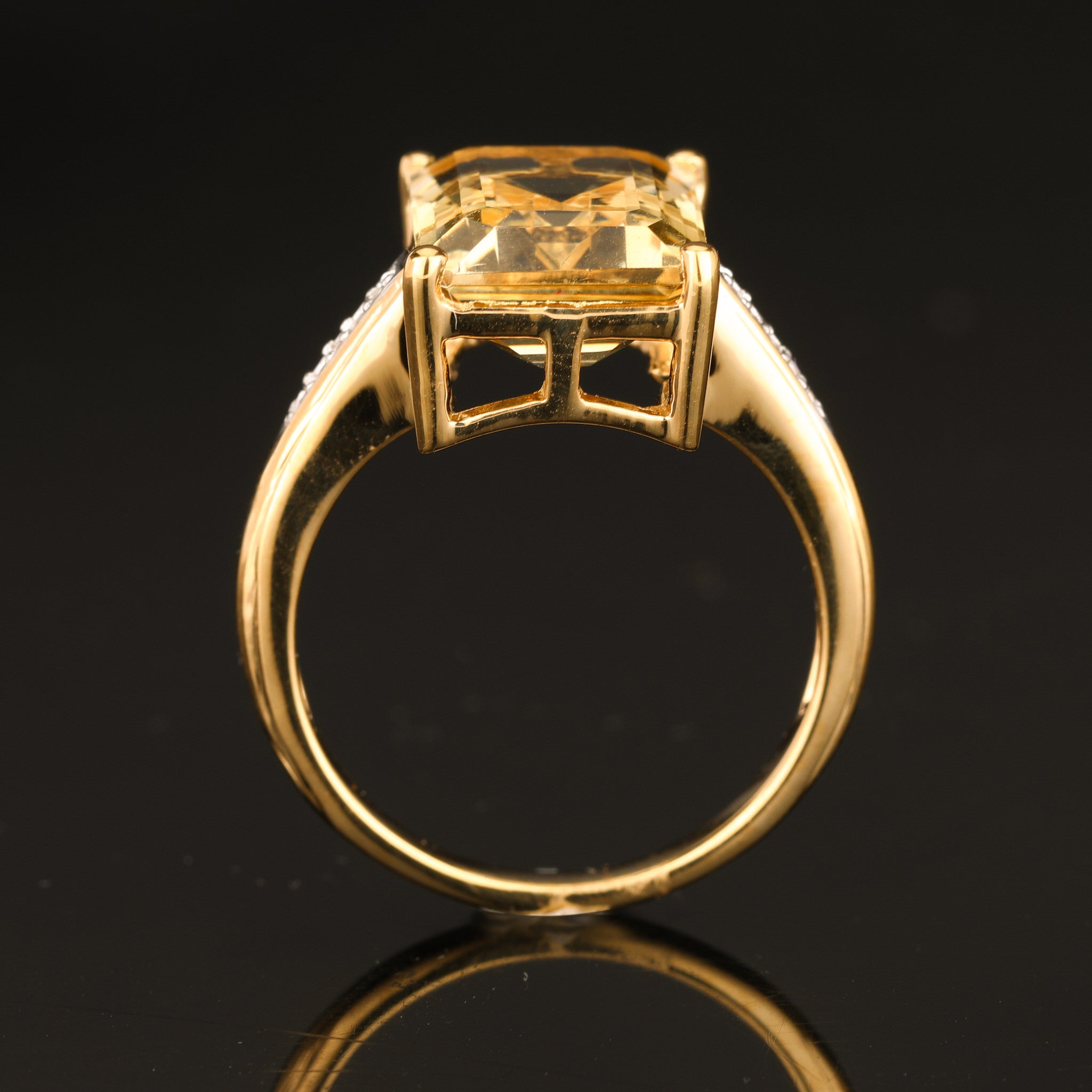 Citrine Ring With White Topaz 6.15 Carats Gold Plated Silver