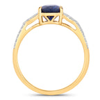 Blue Sapphire Ring With Diamonds 2.22 Carats 18K Yellow Gold