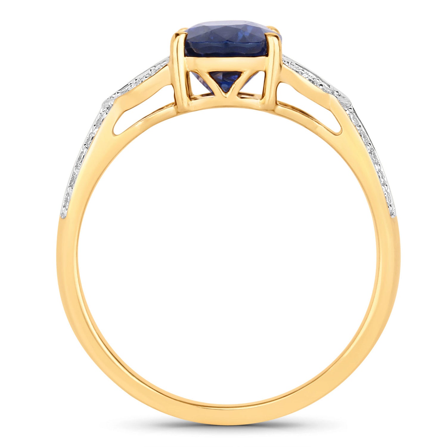 Blue Sapphire Ring With Diamonds 2.22 Carats 18K Yellow Gold