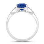 Blue Sapphire Ring With Diamonds 2.6 Carats 18K White Gold