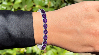 Amethyst Tennis Bracelet 23.10 Carats Rhodium Plated Sterling Silver