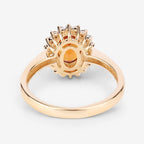 Oval 1.70 Carat Natural Spessartite Garnet & Diamond Halo Ring 14K Yellow Gold