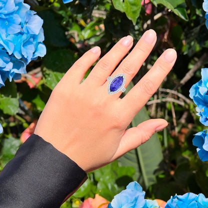 Tanzanite Ring Diamonds 5.55 Carats 14K White Gold