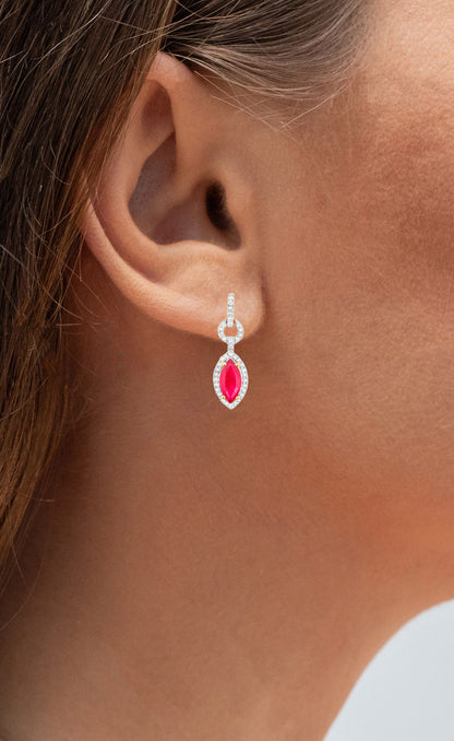 Ruby Earrings Diamonds 1.2 Carats 14K Yellow Gold