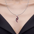 Rhodolite Garnet Pendant With White Topaz 7.24 Carats Sterling Silver