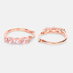 Morganite Hoop Earrings With Diamonds 1.61 Carats Gold Plated Silver